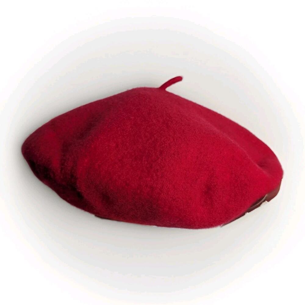 VTG NWT Liz Claiborne Beret Red Wool Cap Reversible Red Black Deadstock French
